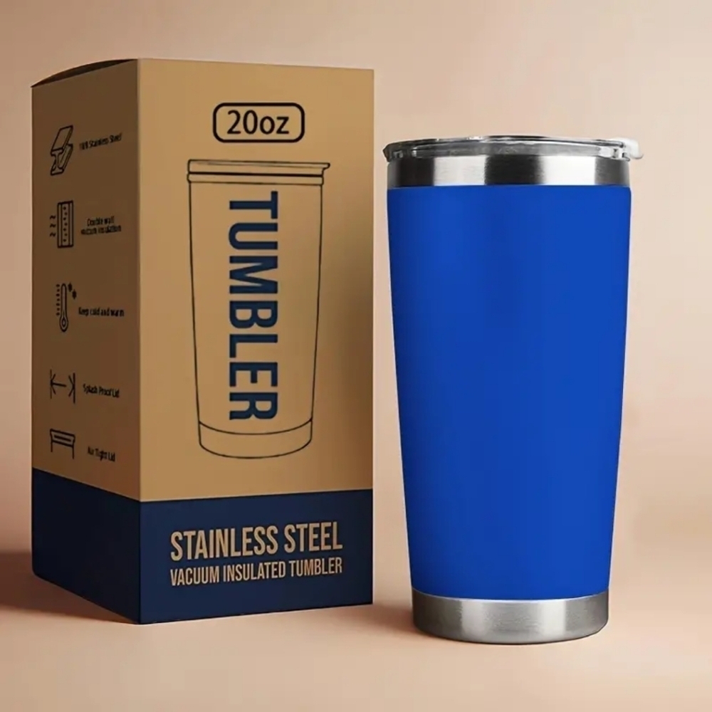 New Blue 20oz Travel Tumbler Stainless Steel Coffee Mug with Lid